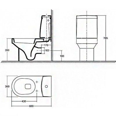 Комплект: Kolo QUATTRO Туалет з універсальним зливом (підл), QUATTRO Бачок 3/6 л (підл)