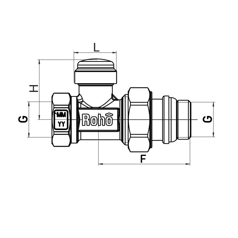 Кран радиаторный Roho R5261-050 - 1/2" прямой (антипротечка) (RO0135)