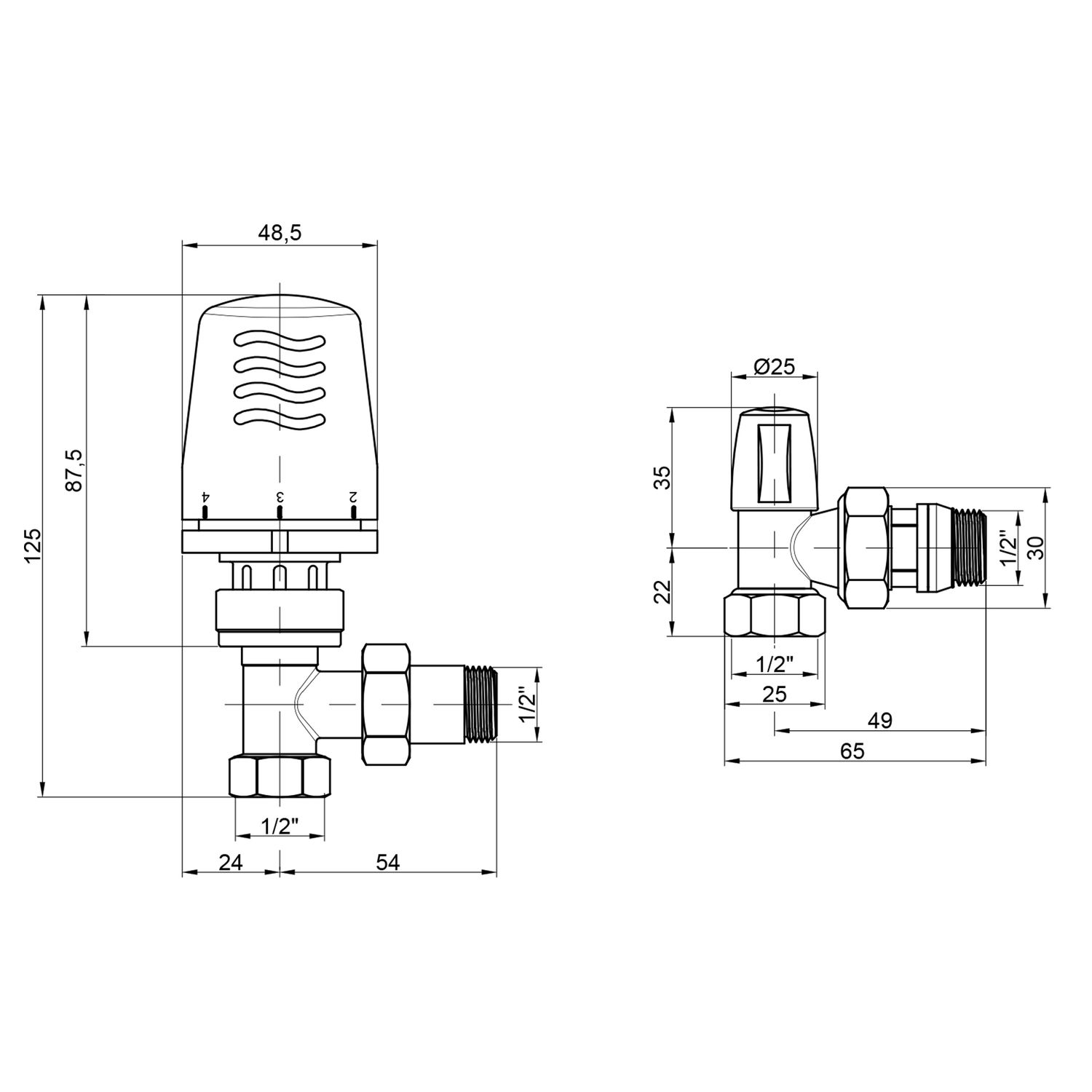 Термокомплект Icma 1/2 з антипротіканням кутовий №KIT_1100+774-940+805-940
