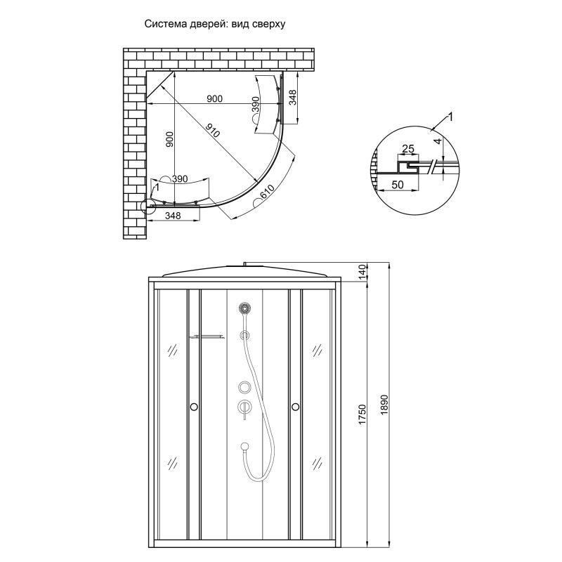 Стеклянная дверь Lidz 4мм тонированная Gray TANI SB90x90.HIGH.GR