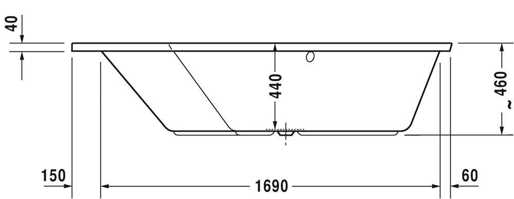 Ванна 190*140*44см, угол слева, встраиваемая версия, с двумя разными наклонами спинки Duravit PAIOVA