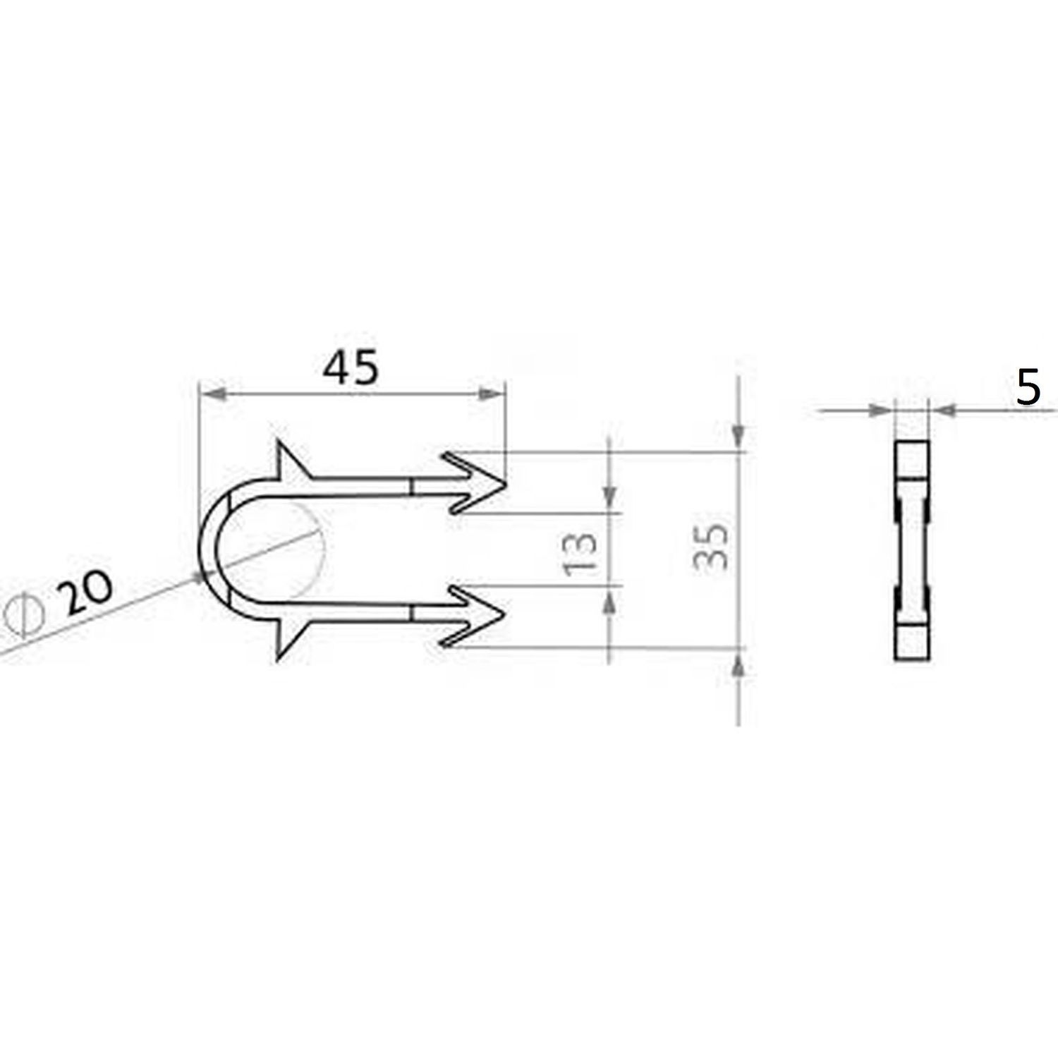 Гарпун-скоба для крепления трубы ТП Ø16-20 длина 45мм черная/красная (упаковка -100шт)