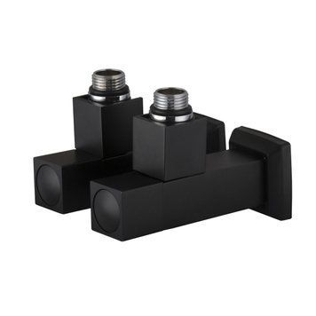 Набор Кран Solomon угловой вентильный с американкой LUX 1/2' CUBE BLACK 8888 (2шт)