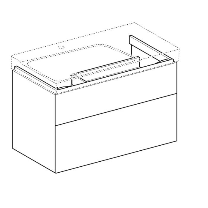 Шкафчик для асимметричной раковины -90см Xeno2 , с двумя ящиками, цвет серовато-бежевый мат (500.515.00.1 )
