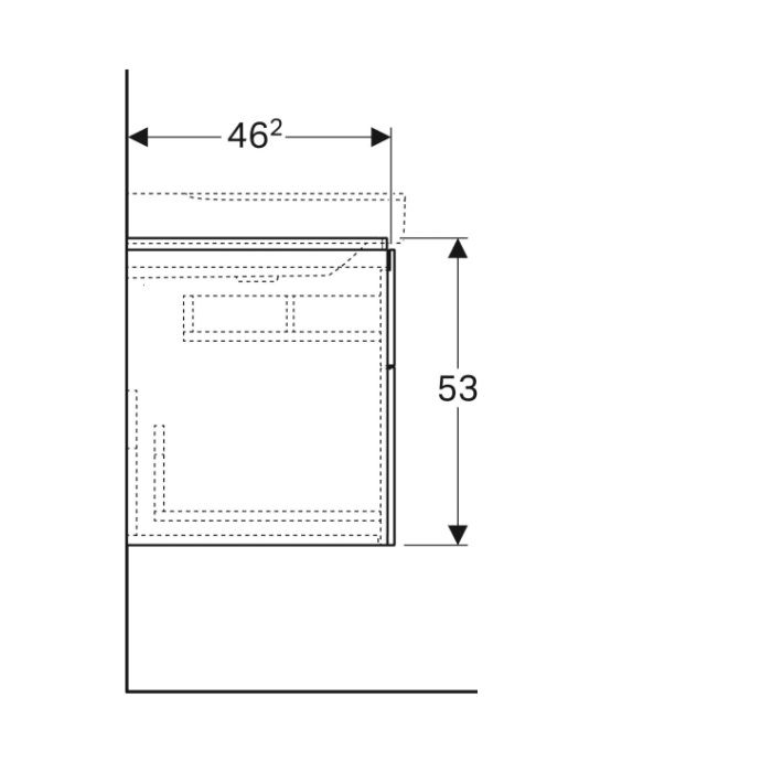 Шкафчик для асимметричной раковины -90см Xeno2 , с двумя ящиками, цвет серовато-бежевый мат (500.515.00.1 )