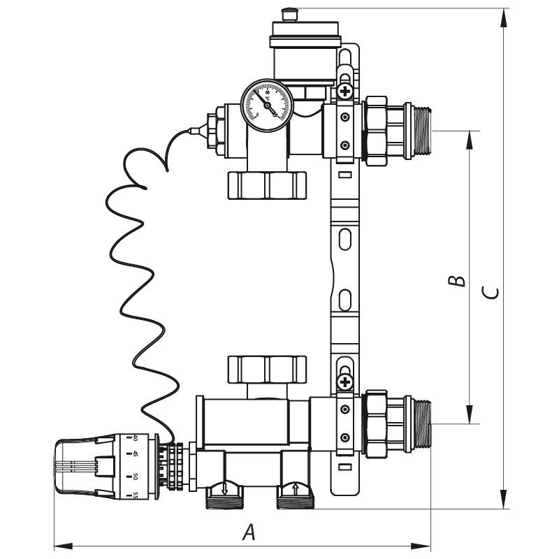 Змішувальний вузол для колекторів з нижнім підключенням KOER KR.1022 1” (без насоса) (KR2841)