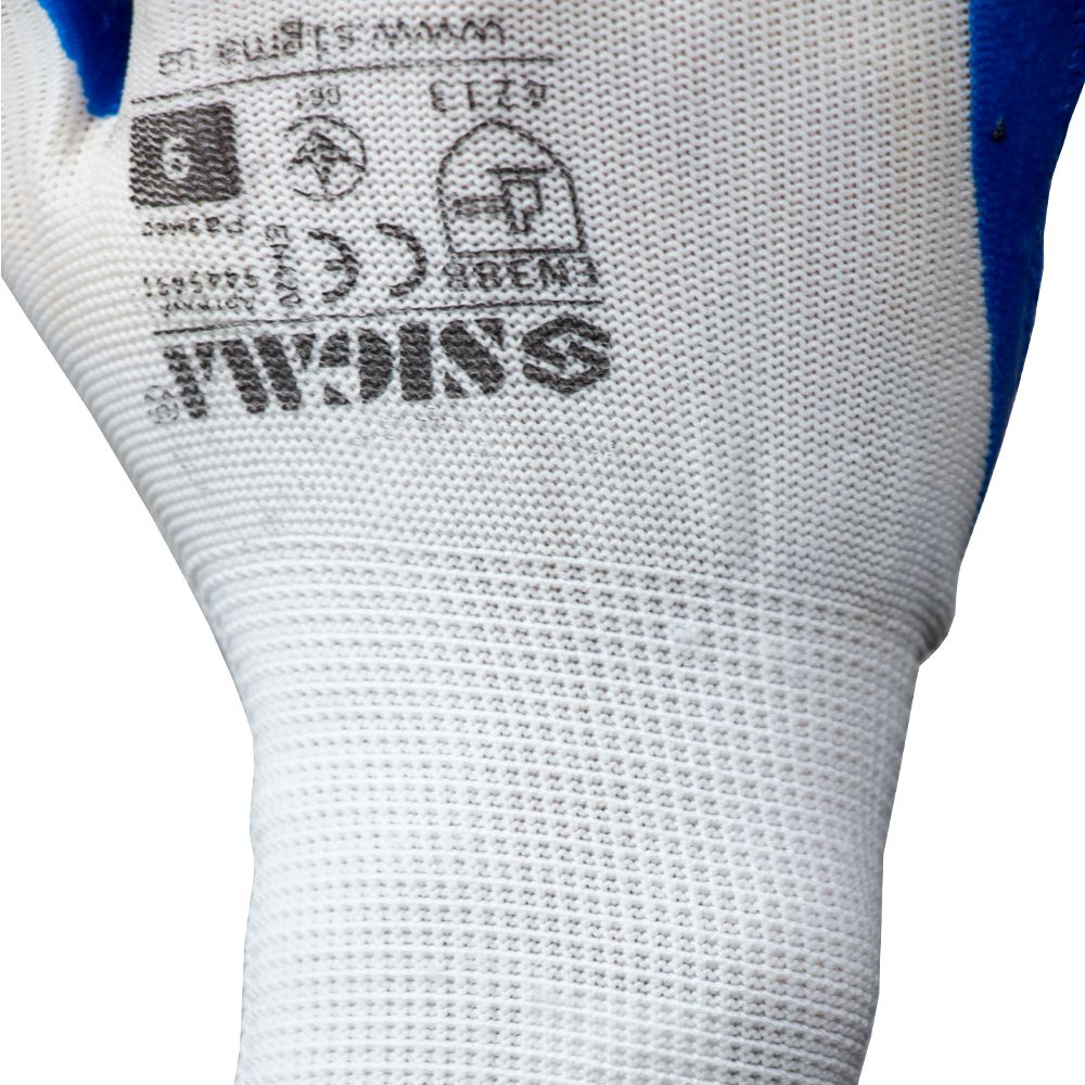 Перчатки Трикотажные С Частичным Латексным Покрытием Кринкл Р9 (Синие Манжет)