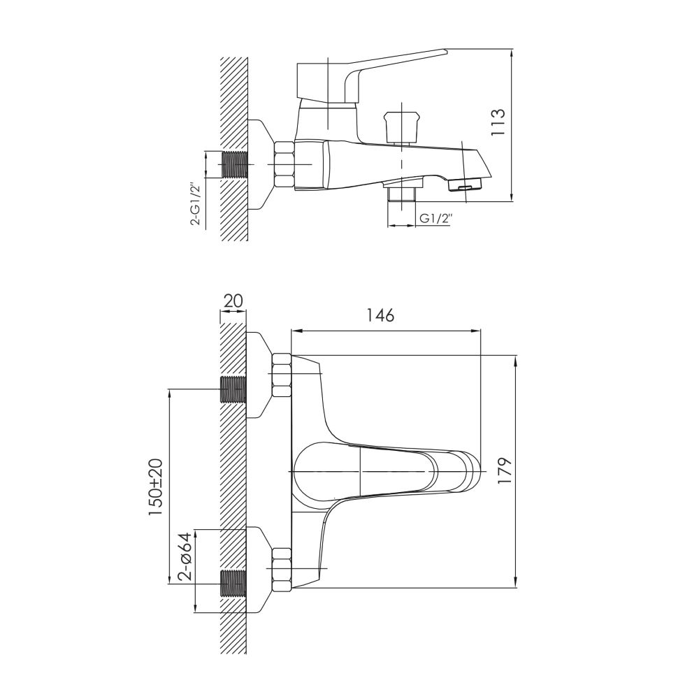 Душевой набор IMPRESE, смеситель для ванны WITOW, душевая система без смесителя BILA DESNE (10080+T-00260SQ), хром