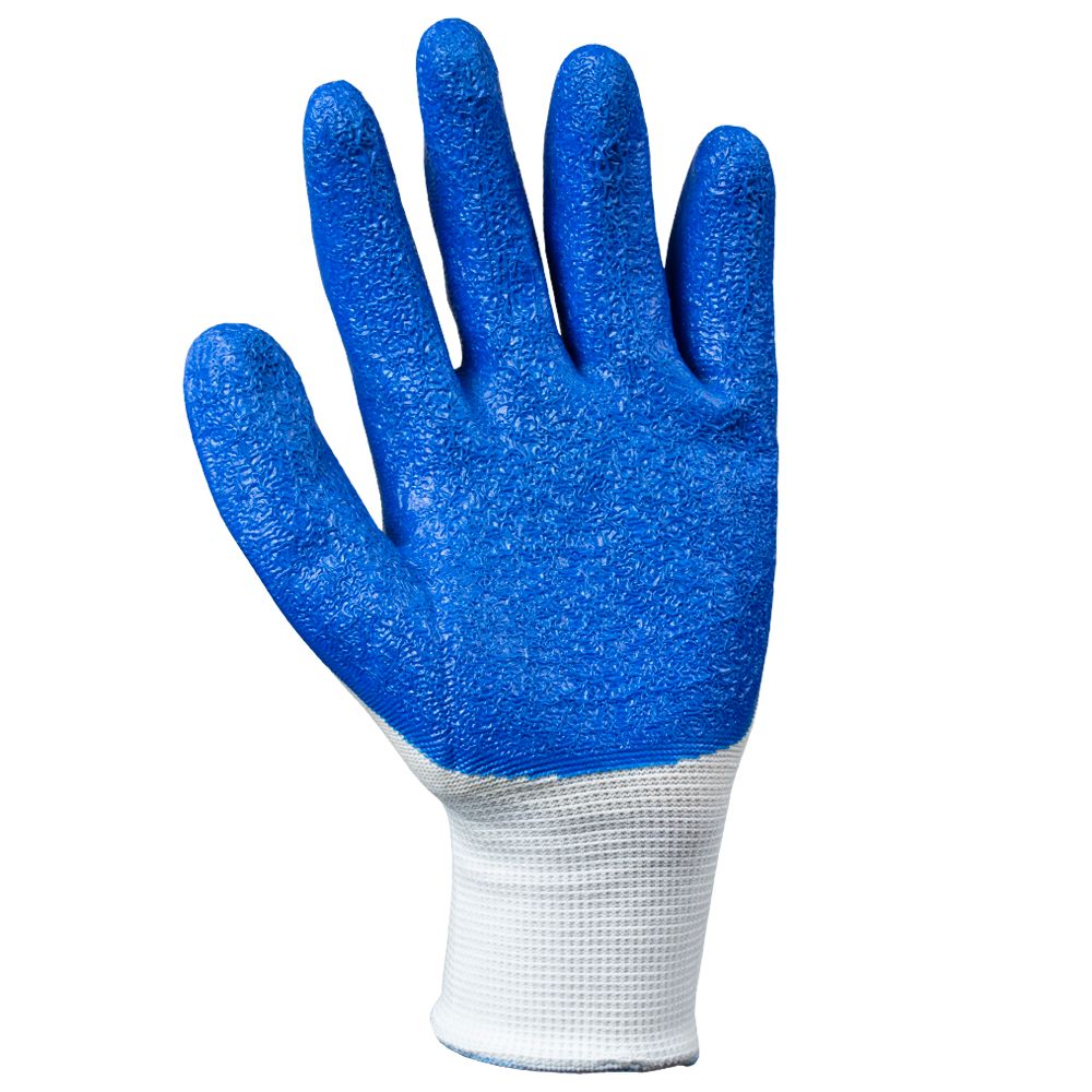 Перчатки Трикотажные С Частичным Латексным Покрытием Кринкл Р9 (Синие Манжет)