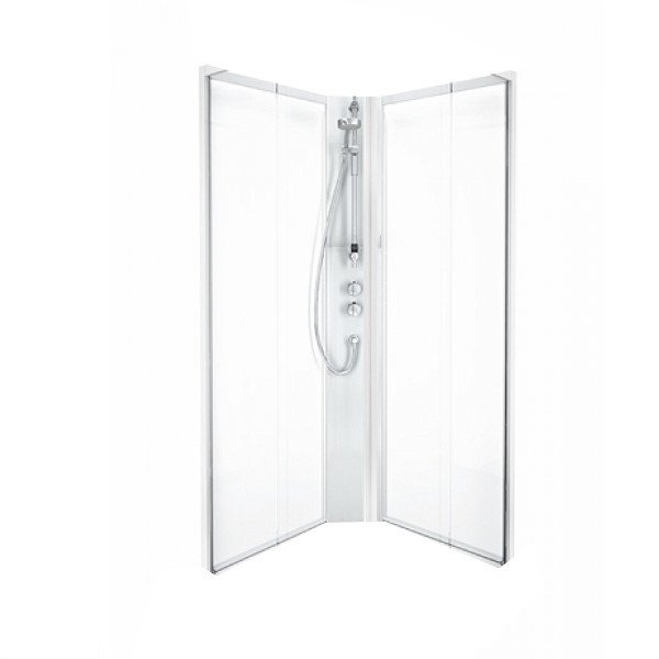 Задні стінки п'ятикутної душової кабіни 90x80см, білий профіль / прозоре скло Ido 558.305.00.1