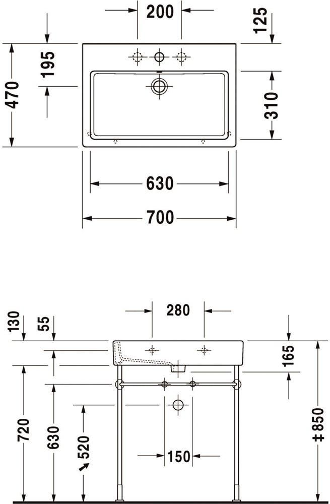 Умывальник Duravit Cersanit VERO 70*47см