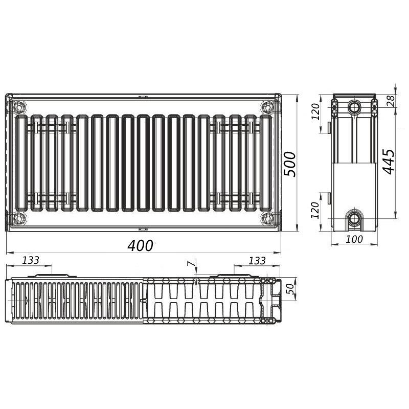 Радиатор стальной панельный KALITE 22 бок 500x400