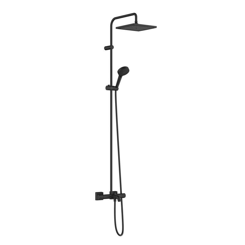 Душова система VERNIS SHAPE Showerpipe 240 з термостатом для ванни, 1 режим, чорний матовий