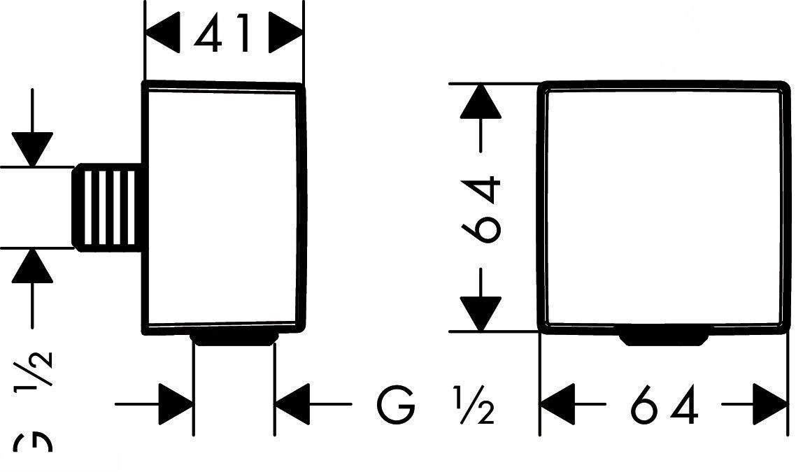 Шланговое подсоединение с защитой обратного тока , без шарнира Hansgrohe Fixfit Square