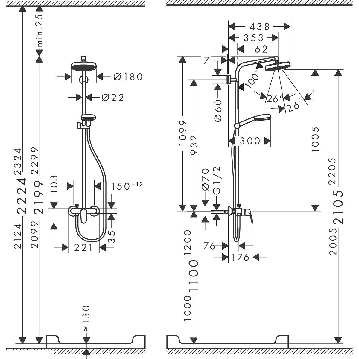 Душевая система Hansgrohe Crometta 27266400 1jet Showerpipe