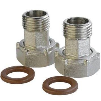 Комплект штуцерів для лічильника нікелеваний 3/4&Prime;ВР х 1/2&Prime;ЗР VA, з прокладкою Б2709-1КбА(нк)