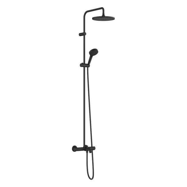 Душова система VERNIS BLEND Showerpipe 240 з термостатом для ванни, 1 режим, чорний матовий