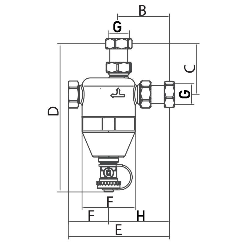 Сепаратор шлама с магнитом для котла Roho R680-075W - 3/4" (белый) (RO0158)