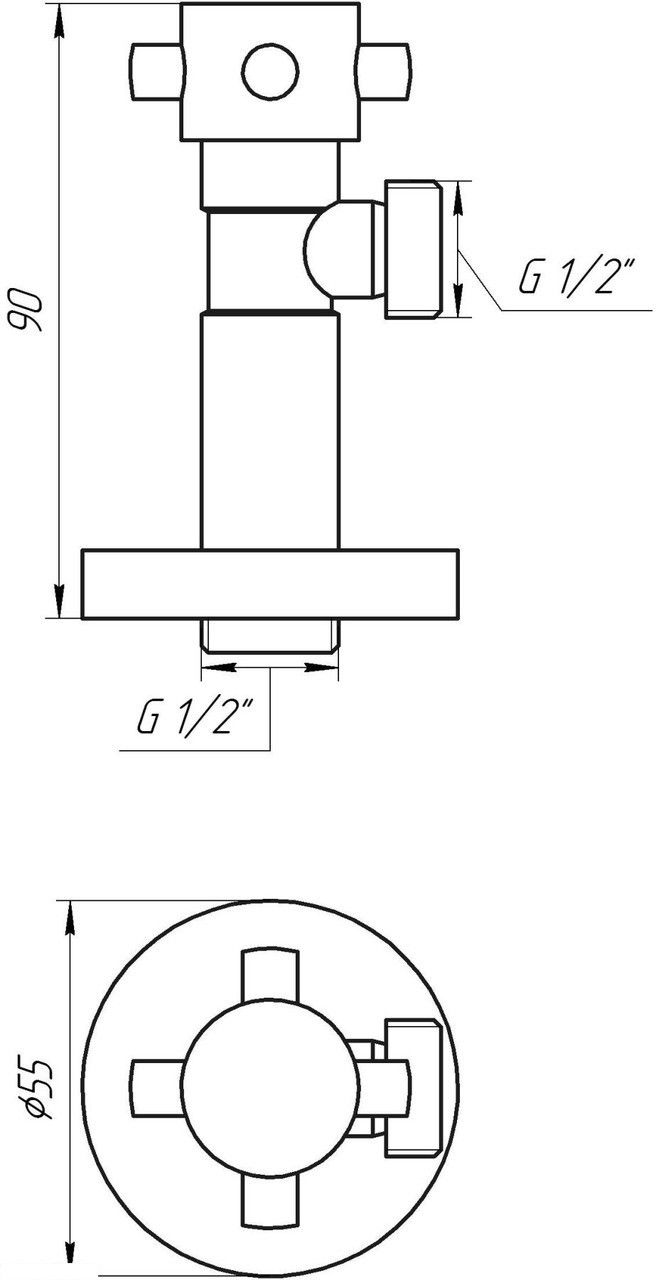 Кран Solomon угловой керамик полуоборотный 1/2" х 1/2" 1STAR (Retro) (7077)