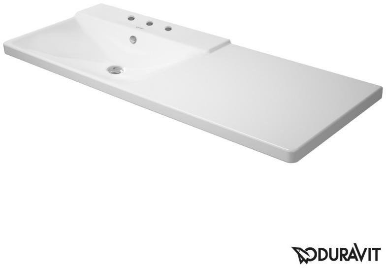 Умивальник Duravit Cersanit P3 COMFORTS 125*50см, з 3 отворами під змішувач, з переливом, включаючи заглушку для переливу