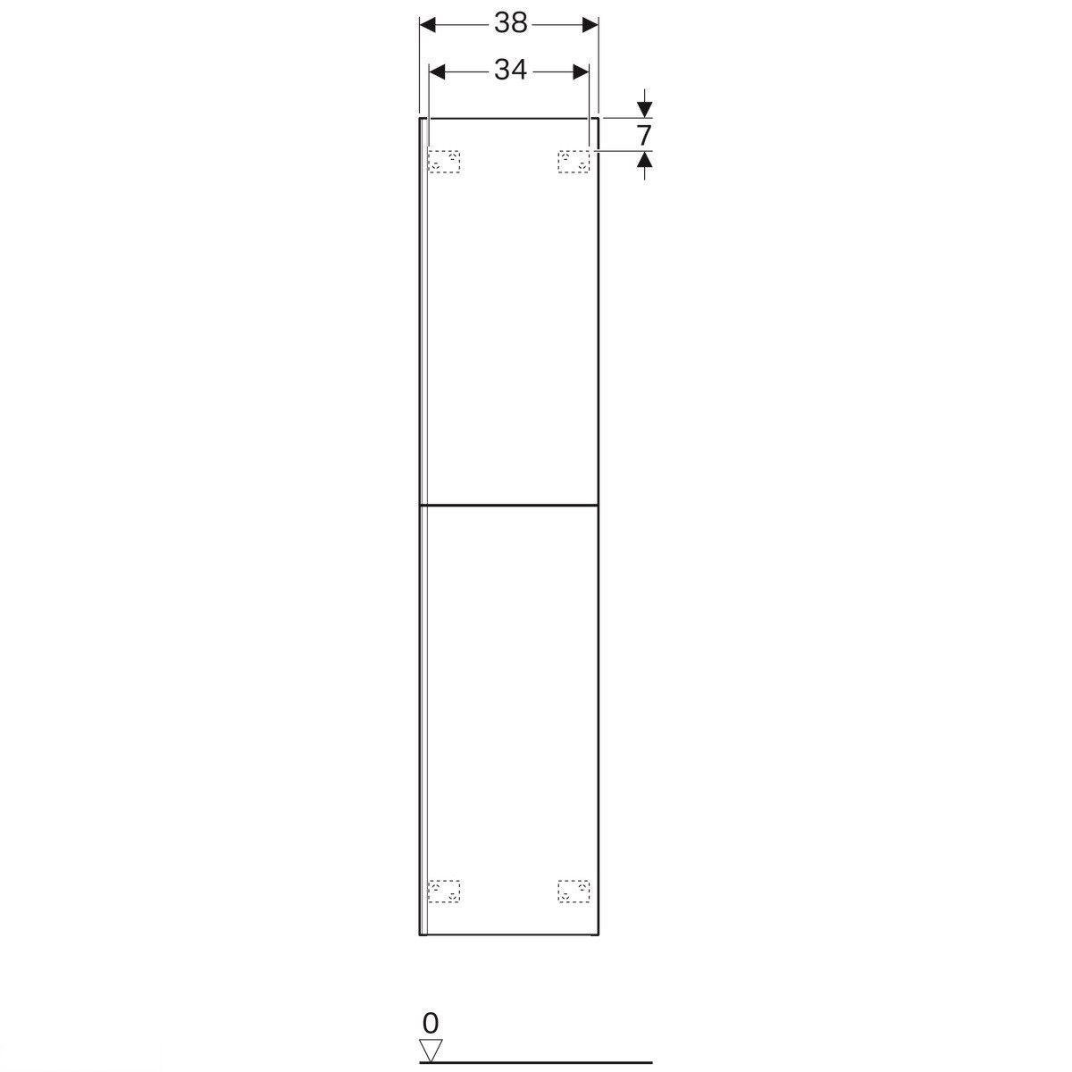 Высокий шкаф Geberit Acanto с двумя дверцами: корпус: лакированый матовый/ черный, фасад: черное стекло 500.619.16.1