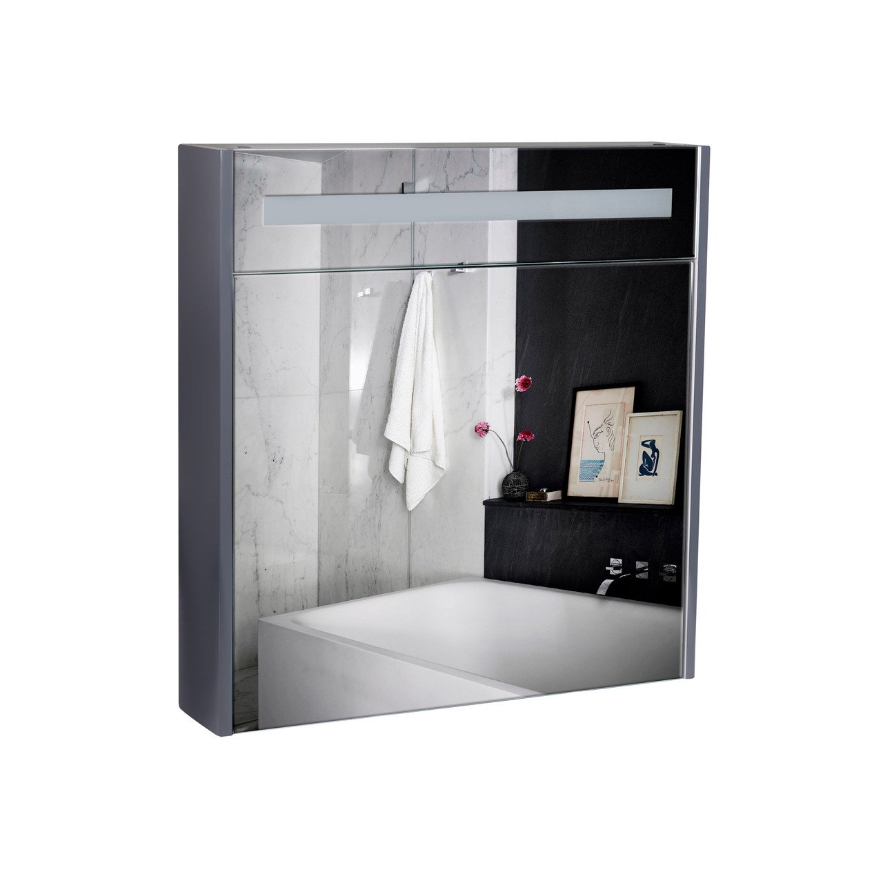 Зеркальный шкаф подвесной Qtap Robin с подсветкой QT1377ZP7002G