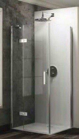 Двері розсувні з нерухомим сегментом 100*200см для бічної стінки (колір хром глянець + скло прозоре) SOLVA PURE