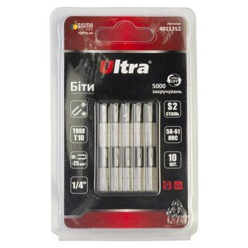 Биты Torx 10&times;25Мм &frac14;" 10Шт S2 (Блистер) Ultra