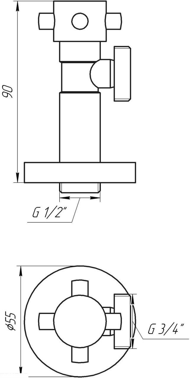 Кран Solomon угловой керамик полуоборотный 1/2" х 3/4" 1STAR (Retro) (7077)