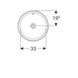 Умивальник Geberit Cersanit 500.745.01.2 VariForm круглий, монтується під стільницю, d=33см, без отвору для змішувача, з переливом, глазурований знизу, білий - 3