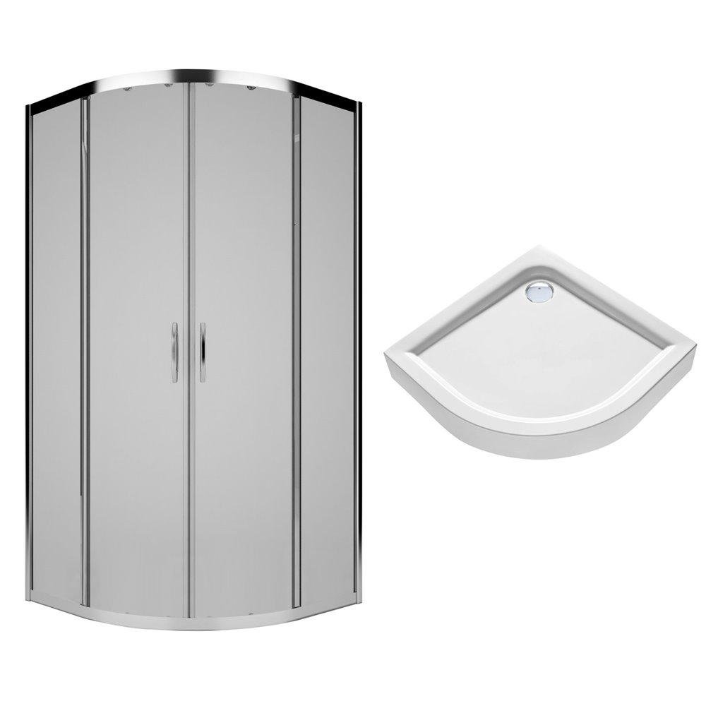 Комплект: душова кабіна Kolo REKORD 90см, напівкругла, прозоре скло, сріблястий блиск + FIRST піддон
