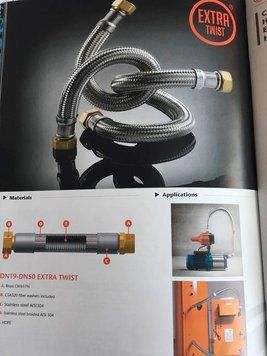 Шланг антивибрационный прямой TUCAI EXTRA TWIST 1' 1,0м RIVER НG-1-1000