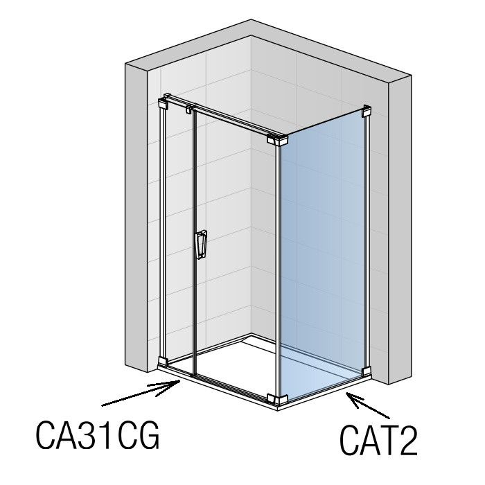 Боковая стенка San Swiss, CADURA CAT21005007, ширина 1000 мм, стекло прозрачное, проф.алюм.хром