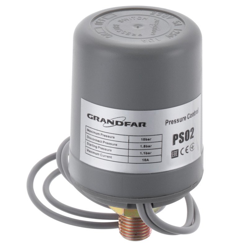 Реле включення для насосних станцій підвищення тиску GRANDFAR PS02 AWZB-S вн різьба (GF1386)