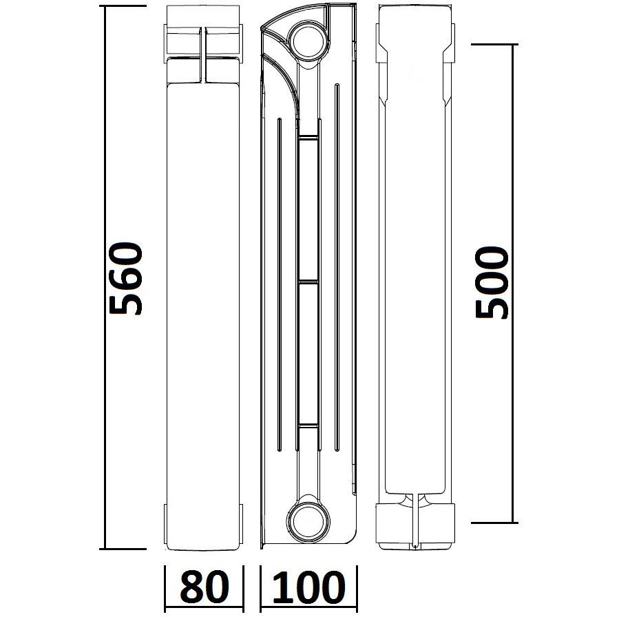 Секция биметаллического радиатора QUEEN THERM 500/100 208Вт
