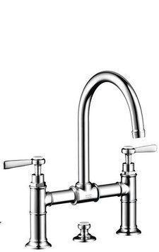 Cмеситель для раковины Hansgrohe Axor Montreux двухрычажный 220 со сливным гарнитуром, хром