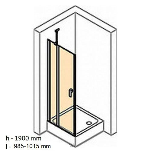 Душевая дверь с неподвижным сегментом 1000х1900 мм, реверсивная, профиль Huppe 8P0703.123.321 Design pure