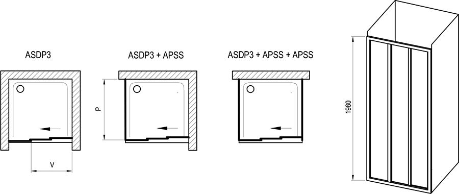 Душова двері Ravak PDOP 1-80 чорний (Transparent)