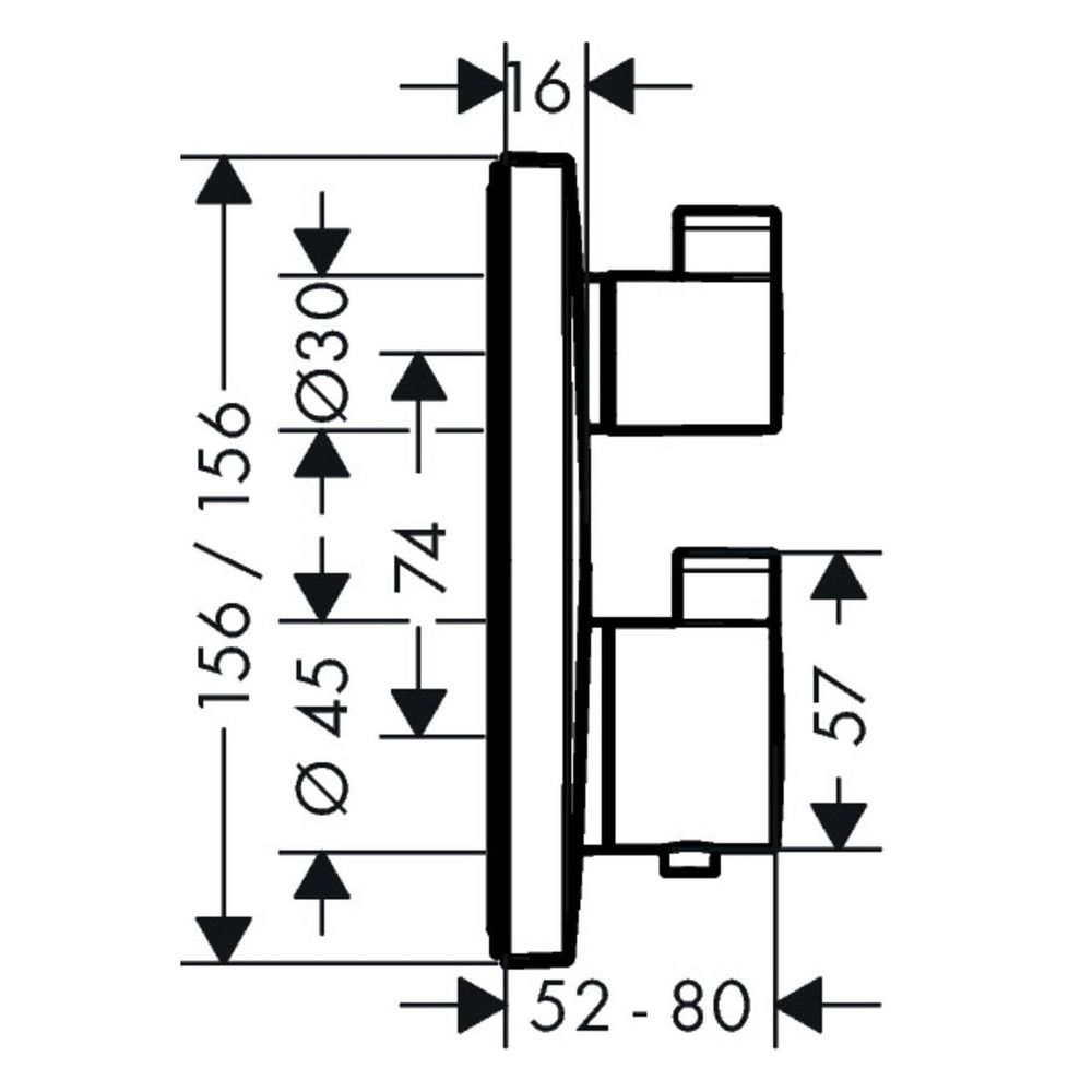 ECOSTAT Square термостат для 2х потребителей, с запорно/переключающим вентилем, СМ, черный матовый