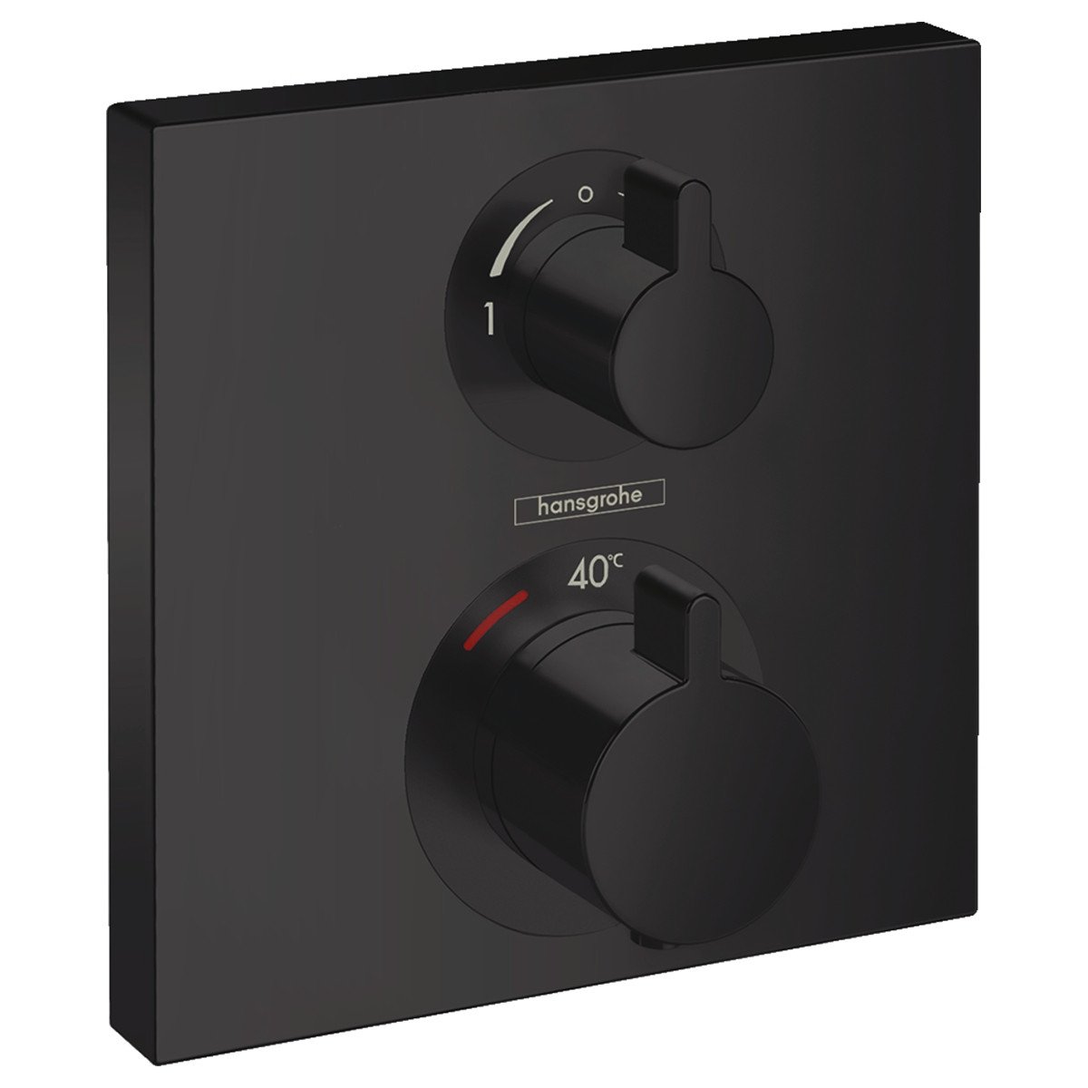 ECOSTAT Square термостат для 2х потребителей, с запорно/переключающим вентилем, СМ, черный матовый