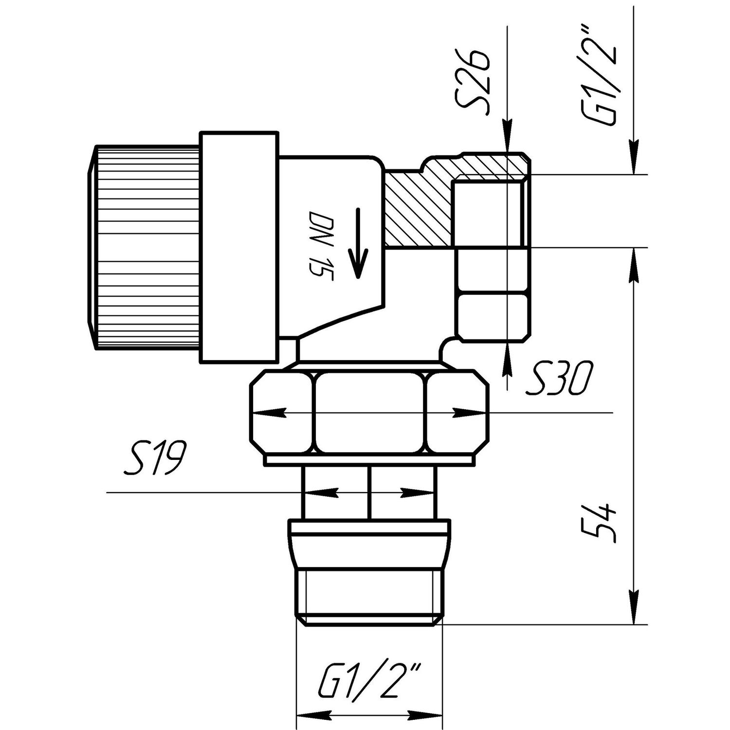 Кран радиаторный угловой Q PROFESSIONAL 1/2″ NV-QP5007 под ключ с уплотнителем