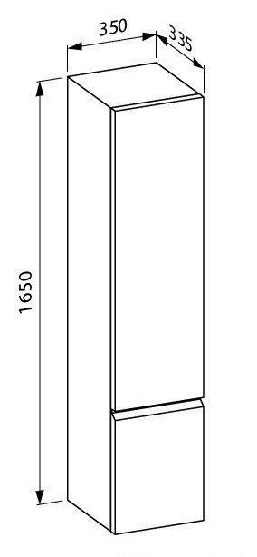 Тумба Laufen PRO S 350*335*1650мм, высокая, подвесная, дверные петли справа, цвет белый глянец