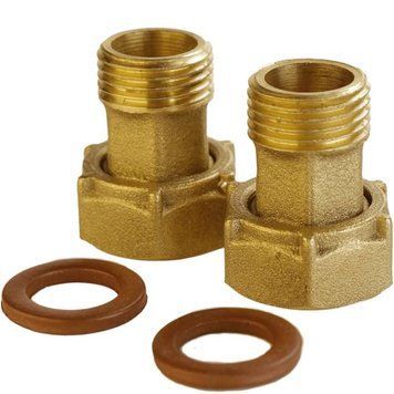 Комплект штуцерів для латунного лічильника 3/4&Prime;ВР х 1/2&Prime;ЗР VA, штампований з прокладкою Б2709-1КбА