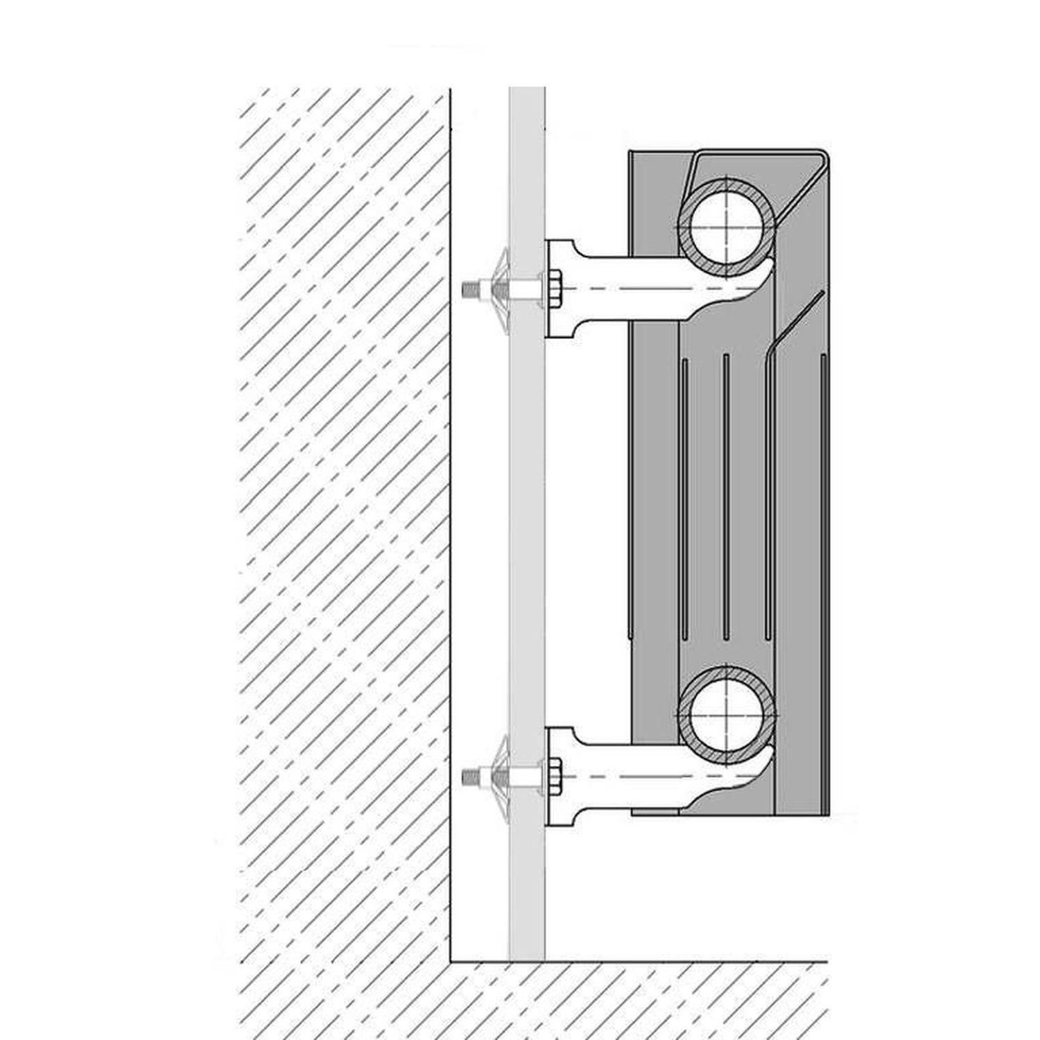 Кронштейн секционного радиатора CRISTAL NS-1014 угловой белый 110x75x48мм (кратно 2)