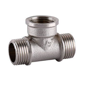 Тройник никелированный 1/2&Prime;НР х 1/2&Prime;ВР х 1/2&Prime;НР VA, штампованный А0215А(нк)