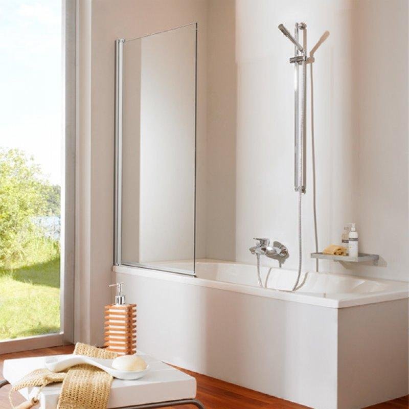 Шторка для ванної Huppe DESIGN ELEGANCE 150*75см, профіль матове срібло, скло прозоре