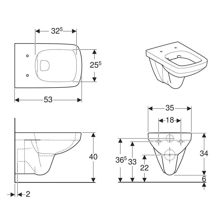 Унитаз подвесной Geberit Square SELNOVA, воронкоподобный, Rimfree