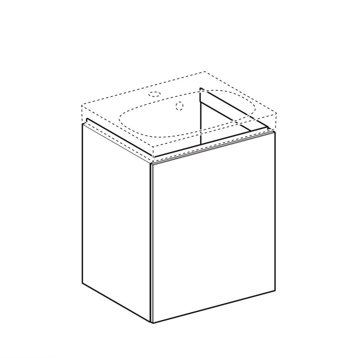 Тумба під умивальник 45 см, Geberit Acanto з 1 висувним ящиком і з 1 висувним внутрішнім ящиком, корпус: лакований ультраглянець / білий, фасад: біле 500.608.01.2