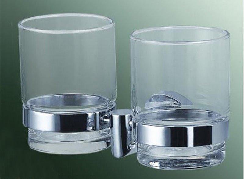 Склянка подвійна з тримачем BLASK 16,5*10,5*9,5см., латунь хром
