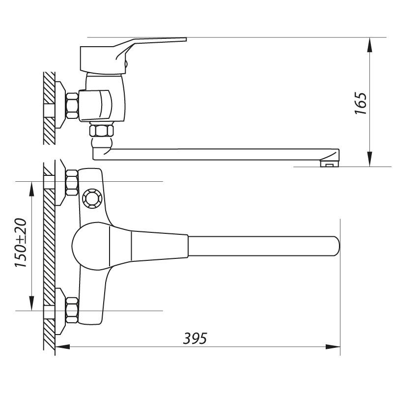 Смеситель для ванны ZERIX NEO 181 (ZX0423)